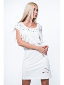 Rochie crem din bumbac cu franjuri ZZ1111 - Magazin online - Boutique